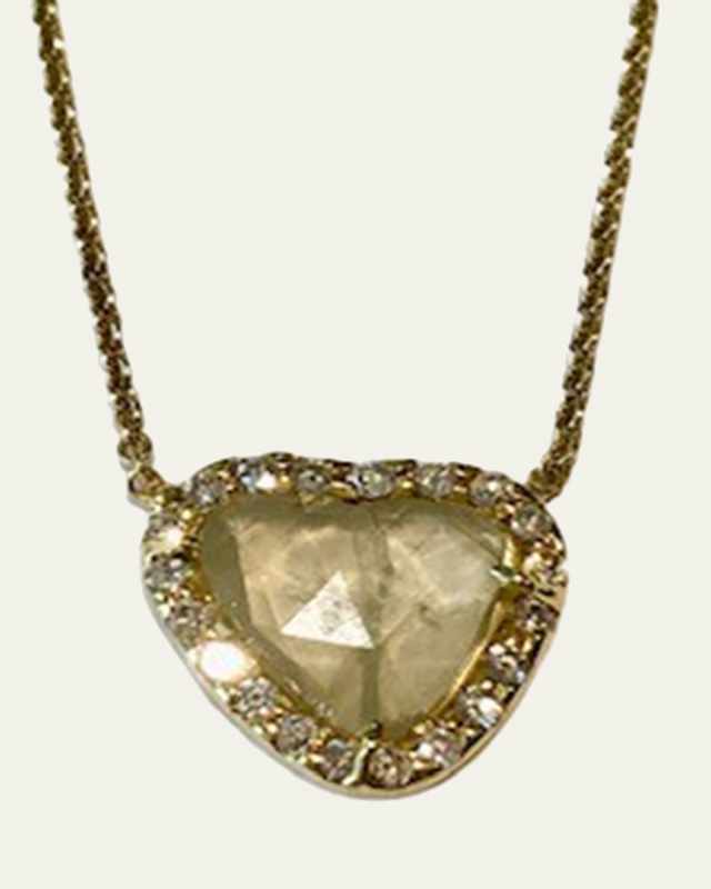 18K Gold Diamond Slice Heart Pendant Necklace